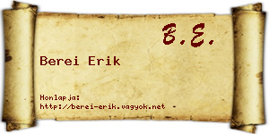 Berei Erik névjegykártya